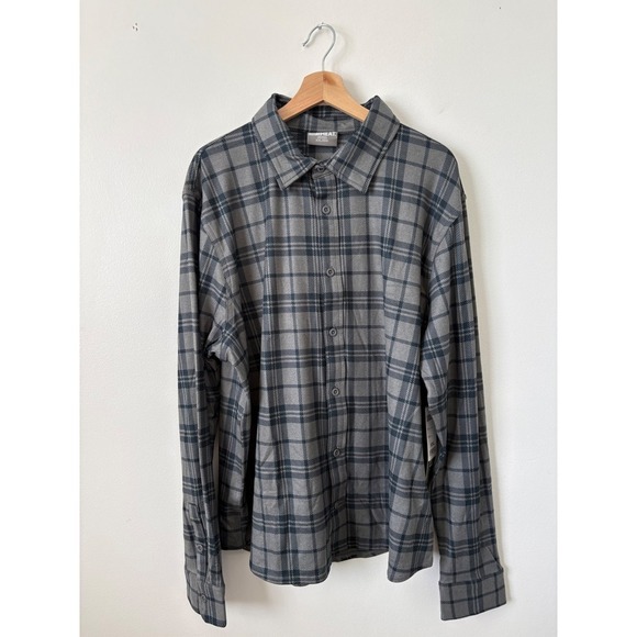 New 32 Degrees Men's Plaid Button-Up Long Sleeve Shirt – Charcoal Plaid – XXL - Picture 1 of 4